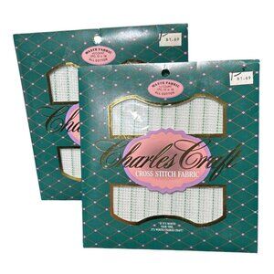 Charles Craft Cross Stitch Fabric 10 Count 12"X18" All Cotton Waste Fabric 2 pac
